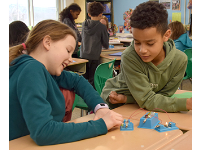 Two Clayton Avenue fourth-grade students work on creating a parallel circuit.